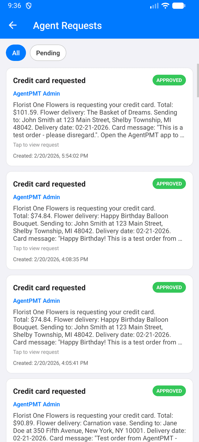 Agent requests on mobile